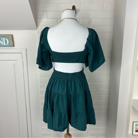Amazon Green Teal Open Back Side Cut Outs Casual Summer Dress Size M - Picture 10 of 12